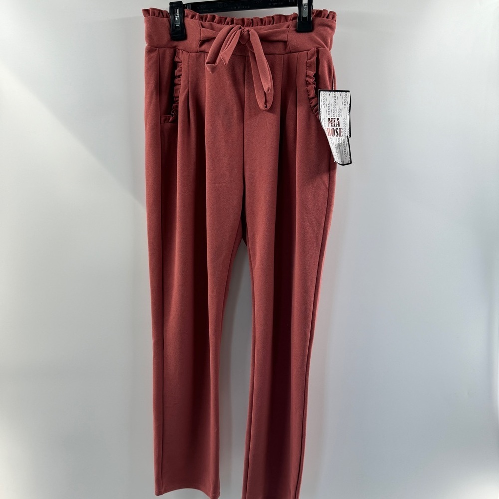 Mia Rose Rosy Pink Paperbag Tie Pants | Women’s Size Small | NWT - Picture 2 of 9